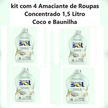Imagem de Kit com 4 Amaciante Roupa Concentrado Coco e Baunilha 1,5 Lt