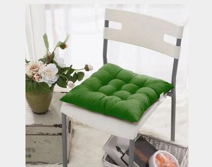 Imagem de Kit com 4 assentos para cadeira almofadas futon verde 40x40
