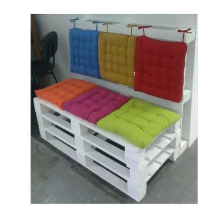 Imagem de Kit com 4 assentos para cadeira almofadas futon verde 40x40