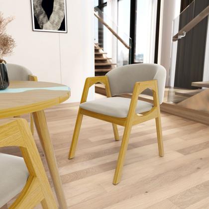 Imagem de Kit Com 4 Cadeiras Agatha Madeira Maciça Estofada Para Mesa De jantar