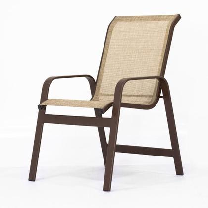 Imagem de Kit Com 4 Cadeiras Para Jardim E Piscina Em Alumínio E Tela Sling Marrom Capuccino
