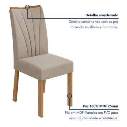 Imagem de Kit com 4 Cadeiras para Sala de Jantar Apogeu