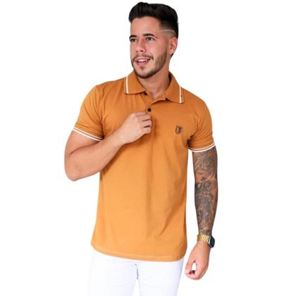 Imagem de Kit Com 4 Camisa Gola Polo Punho Bordado Fio 30.1 100% Algodão (Cores Variadas)