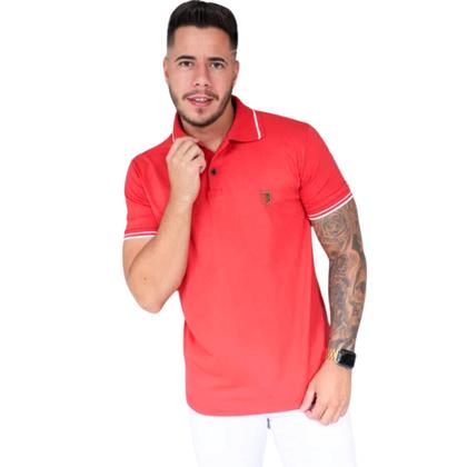 Imagem de Kit Com 4 Camisa Gola Polo Punho Bordado Fio 30.1 100% Algodão (Cores Variadas)