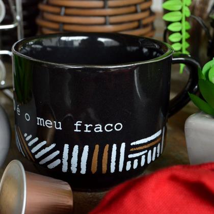 Imagem de Kit com 4 Canecas de Porcelana Café Forte Fraco 200ml