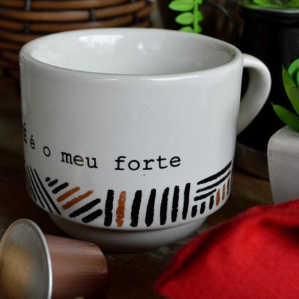 Imagem de Kit com 4 Canecas de Porcelana Café Forte Fraco 200ml