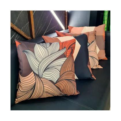 Imagem de Kit Com 4 Capas de Almofadas Folhas Abstratas Terracota