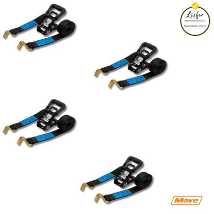 Imagem de Kit Com 4 Cintas E Catraca 1500kg 35mm 4m J Preto - Mave