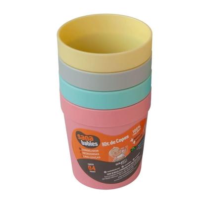 Imagem de Kit Com 4 Copos Coloridos 200Ml Meninas Novos Sana Babies
