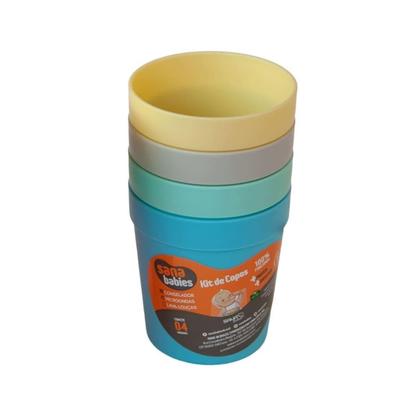 Imagem de Kit Com 4 Copos Coloridos 200Ml Meninos Novos Sana Babies