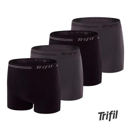 Imagem de Kit Com 4 Cuecas Box Masculina Trifil Sem Costura Microfibra Lisa Básica Original