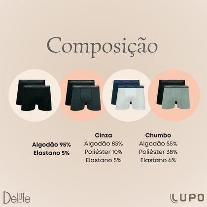 Imagem de  Kit Com 4 Cuecas Boxer Box Original Lupo De Algodão Cotton Com Elastano E Cós Estampado