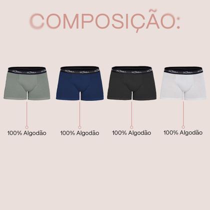 Imagem de Kit Com 4 Cuecas Boxer Sem Costura Algodão Confortável Zorba