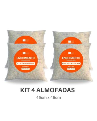 Imagem de Kit com 4 Enchimentos de Almofada Retangular CL 50x60cm Flocos de Espuma