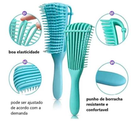 Imagem de Kit com 4 Escovas Tipo Polvo para Cabelos Desembaraço Fácil Flexível e Antifrizz