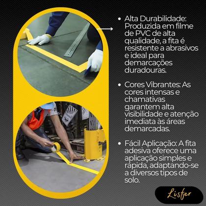 Imagem de Kit Com 4 Fitas Adesivas Para Demarcação 48mmx30m Amarela - Vonder