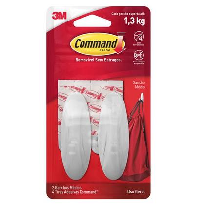 Imagem de Kit com 4 Ganchos Adesivo Command Medio ATE 1,3KG 3M