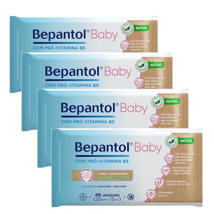 Imagem de Kit com 4 Lenços Umedecidos Biodegradável 48un Cada Bepantol