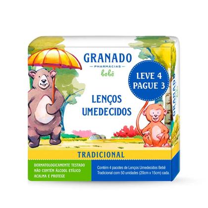 Imagem de Kit com 4 Lenços Umedecidos Granado Bebê Tradicional 200 Unidades