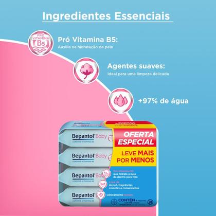 Imagem de Kit com 4 Lenços Umedecidos Hipoalergênico 48un - Bepantol