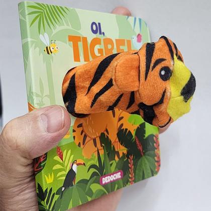Imagem de Kit Com 4 Livros Dedoche Interativos Cartonados Coleção Dedinhos Fantoches Vaquinha Dinossauro Unicórnio Tigre  - Pé da Letra