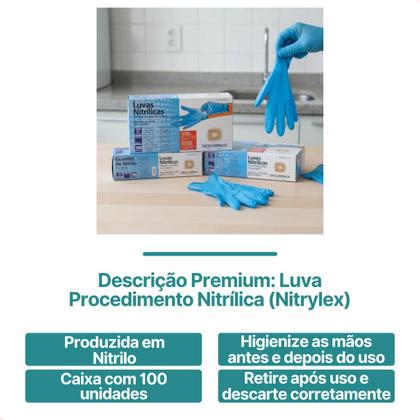 Imagem de Kit com 4 Luva Procedimento Tamanho P sem Pó Nitrilica Azul
