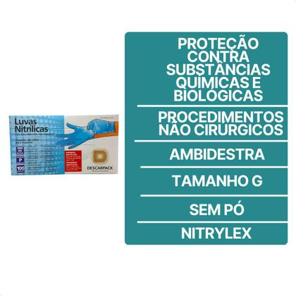 Imagem de Kit com 4 Luva Procedimento Tamanho P sem Pó Nitrilica Azul