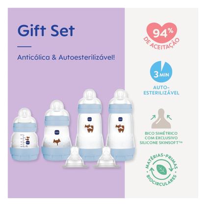Imagem de Kit Com 4 Mamadeiras Mam Easy Start Anticólica Gift Set Azul