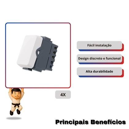 Imagem de Kit com 4 mg b3 módulo interruptor paralelo 10a-250v branco (19404)