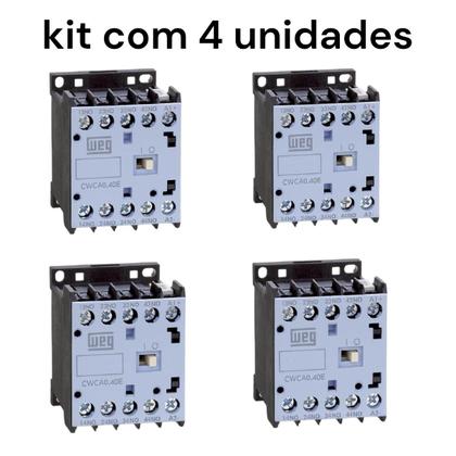 Imagem de Kit com 4 Mini Contatores Auxiliares Weg 10A 24VCC  Ideal para Seus Projetos!