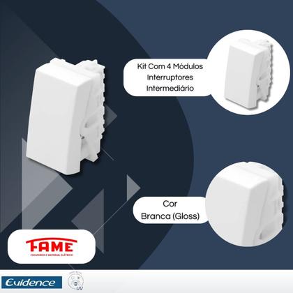 Imagem de Kit Com 4 Módulos Interruptores Intermediário 16a - Fame