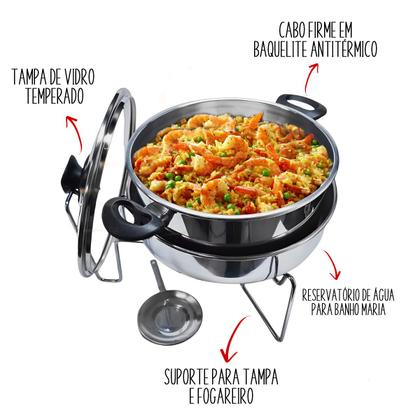 Imagem de Kit Com 4 Panelas De Banho Maria Réchauds de Alumínio Para Buffet Festas Restaurante 5 Litros