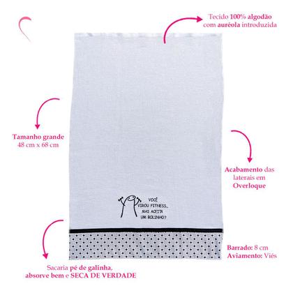 Imagem de Kit com 4 Panos de Prato Bordado Memes Humor Bento Florks