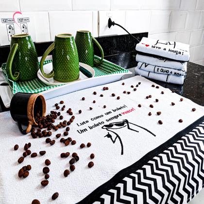 Imagem de Kit com 4 Panos de Prato Bordado Memes Humor Bento Florks