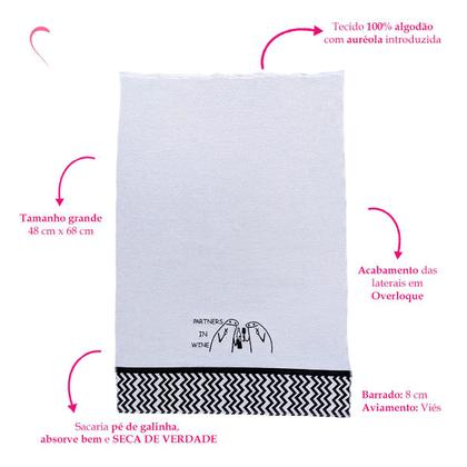 Imagem de Kit com 4 Panos de Prato Bordado Memes Humor Bento Florks