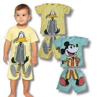 Imagem de Kit com 4 peças 2 Conjuntos Pijama Brilha no escuro Manga curta Infantil Juvenil Menino Tam 02 ao 10
