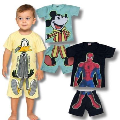 Imagem de Kit com 4 peças 2 Conjuntos Pijama Brilha no escuro Manga curta Infantil Juvenil Menino Tam 02 ao 10