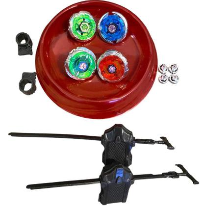 Imagem de Kit com 4 Peões Beyblade Metal Burst + 2 Lançadores + 2 Cordinha