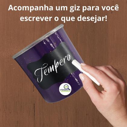 Imagem de Kit com 4 Potes de Porta Condimentos em Alumínio Roxo com Etiqueta Lousa