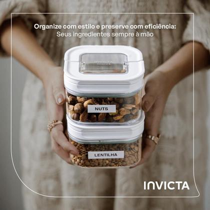 Imagem de Kit com 4 Potes Herméticos Conserve It Branco Invicta