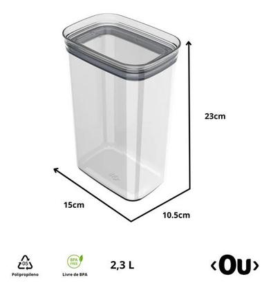 Imagem de Kit Com 4 Potes Herméticos Empilhável Retangular - Ou