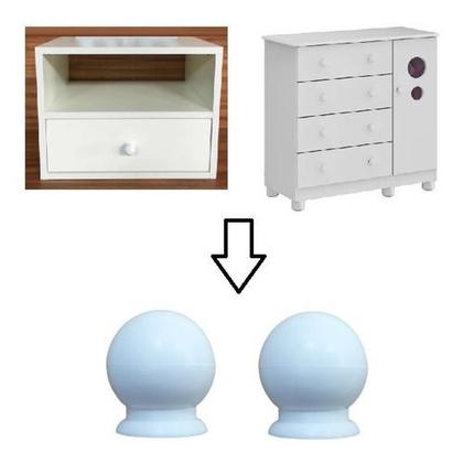 Imagem de Kit com 4 Puxadores Para Gaveta Cômoda Armário Guarda Roupa Formato de Bolinha Plástico Branco
