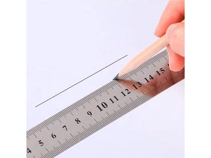 Imagem de Kit Com 4 Réguas Metal Leve De Aço Inoxidável Tamanho 30 cm Marcação Baixo Relevo Escolar Escritório Engenheiro