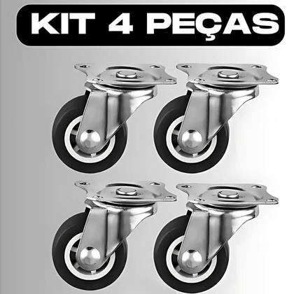 Imagem de Kit com 4 Rodinhas Rodízio Giratório Reforçado 1,5