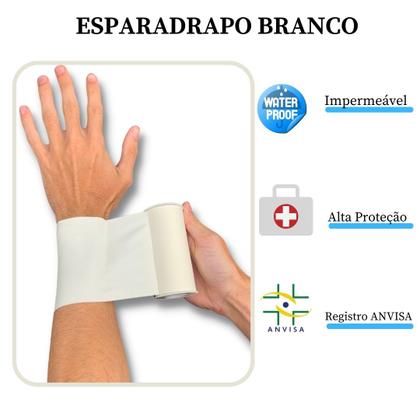 Imagem de Kit Com 4 Rolos Esparadrapo Impermeavel 5cm X 4,5m Curativo Branco Gaze