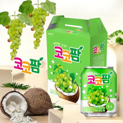 Imagem de Kit com 4 Sucos Coco Palm uva com pedaços de coco Lata 238ml