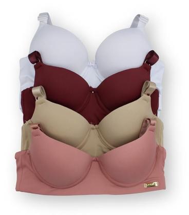 Imagem de Kit Com 4 Sutiã Básico Reforçado Com Bojo Do P Ao Gg Direto da Fábrica Efeito Silicone Alça Reforçada Confortavel