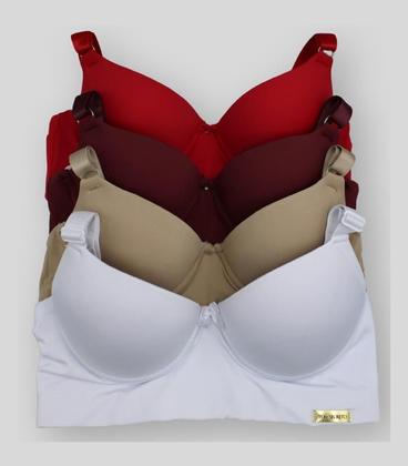 Imagem de Kit Com 4 Sutiã Básico Reforçado Com Bojo Do P Ao Gg Direto da Fábrica Efeito Silicone Alça Reforçada Confortavel