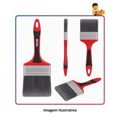 Imagem de Kit com 4 tigre trincha premium sintético gris 920 - 2 1/2"