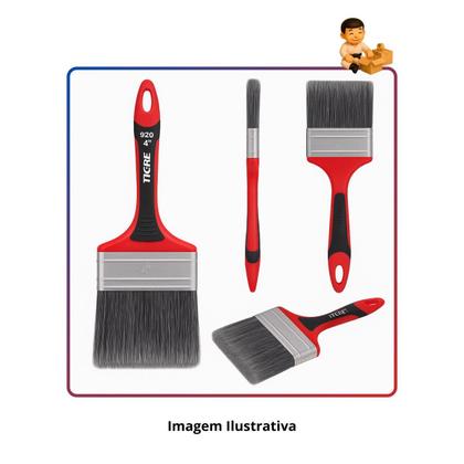 Imagem de Kit com 4 tigre trincha premium sintético gris 920 4"